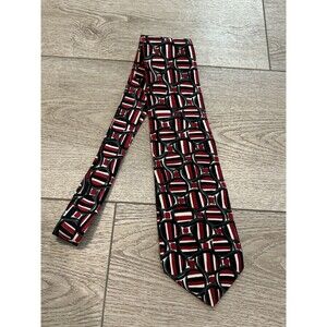 Marco Cellini‎ Men's 100% Silk Necktie Italy Designer Geometric Pattern Red